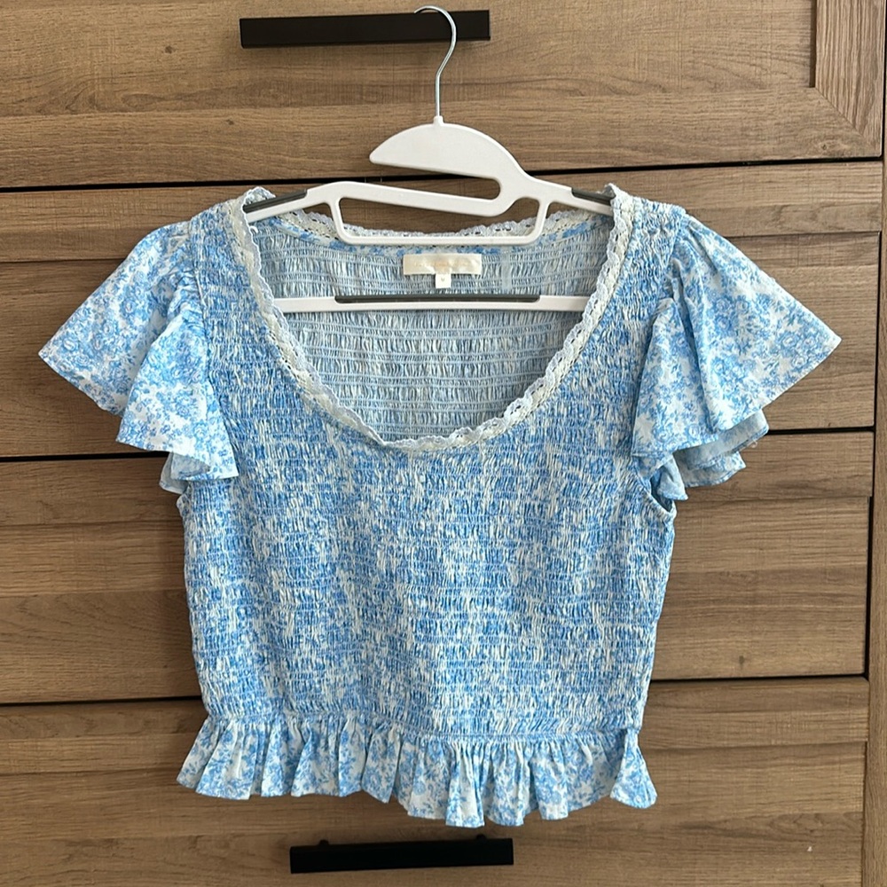 Loveshackfancy Milta Top Spa Blue